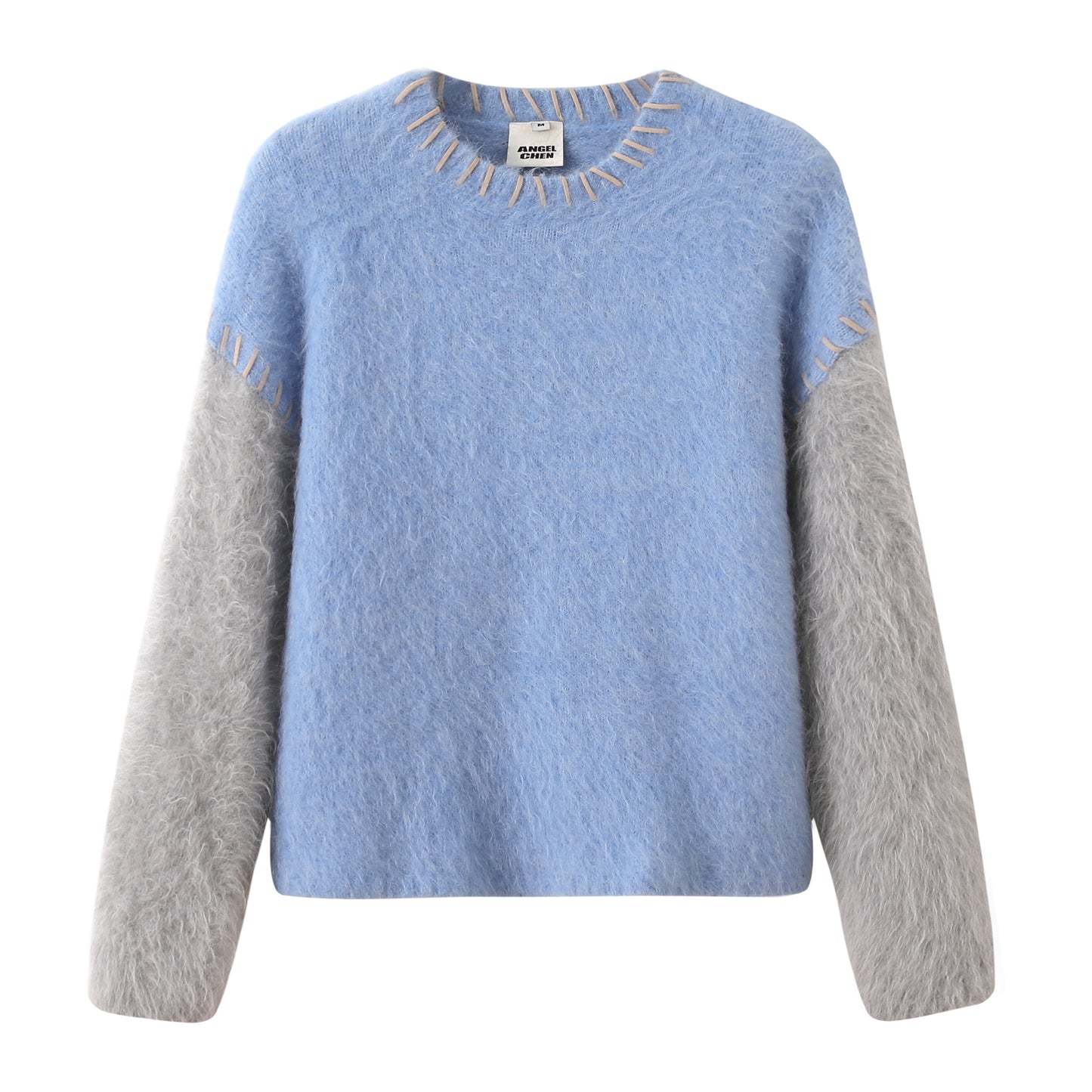 ANGEL CHEN COLOUR BLOCK SWEATER WITH TOP STITCH