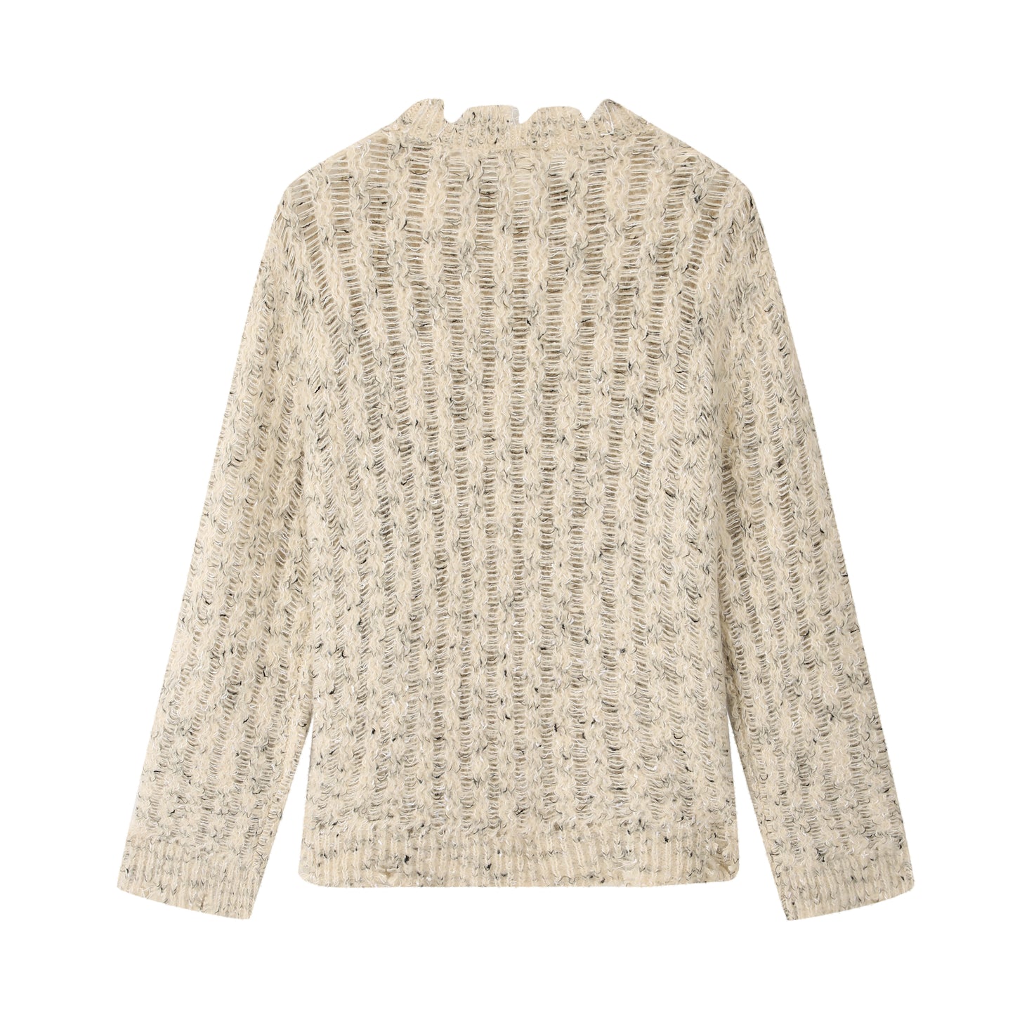 OPEN KNIT DISTRESSED SWEATER