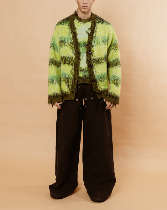 ANGEL CHEN LIME DISTRESSED CARDIGAN FOR HIM