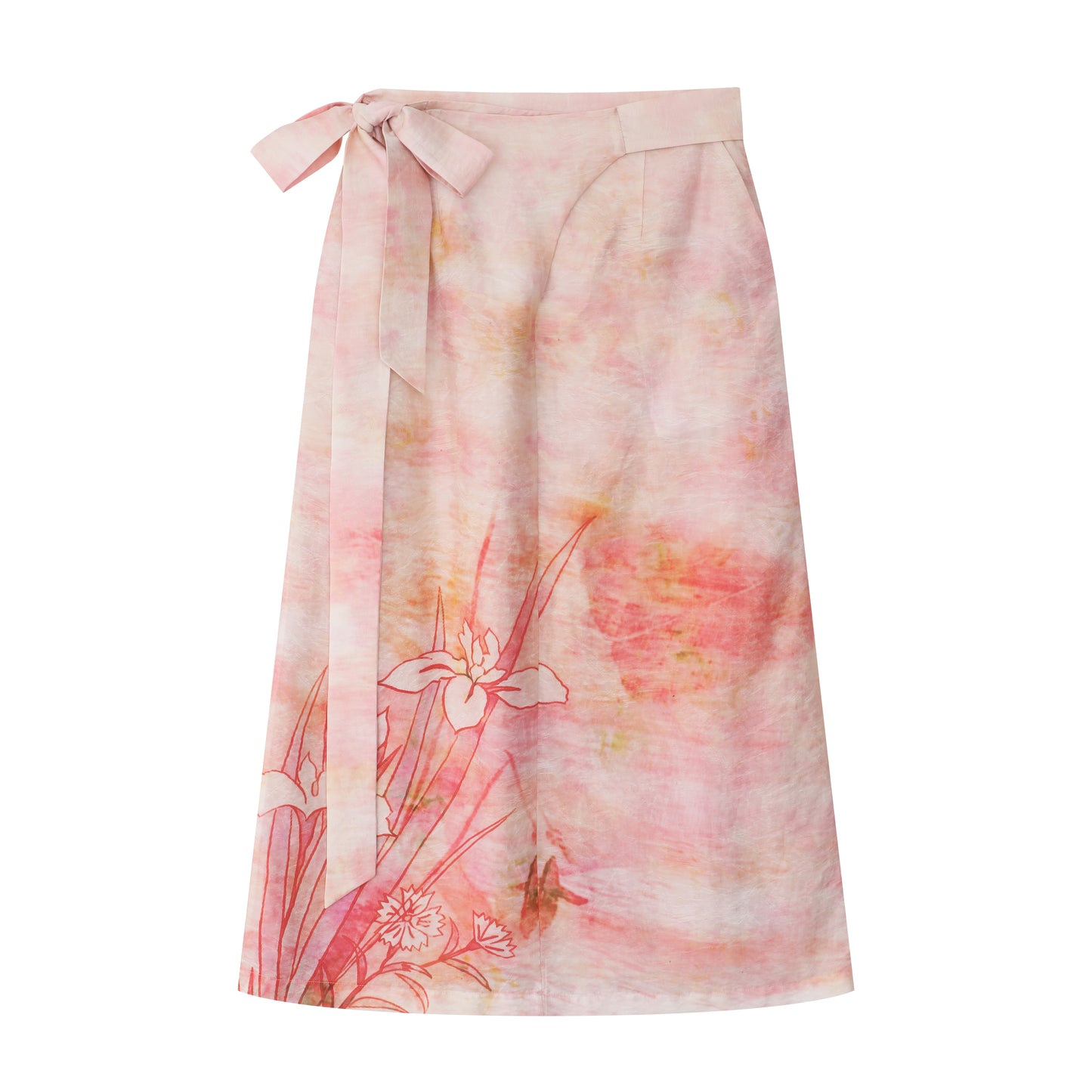 Pink Gradient Orchid Printed Wrap Skirt