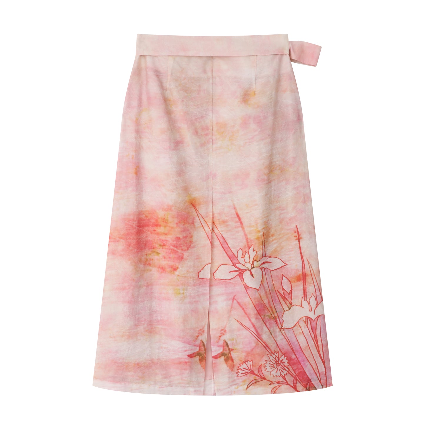 Pink Gradient Orchid Printed Wrap Skirt