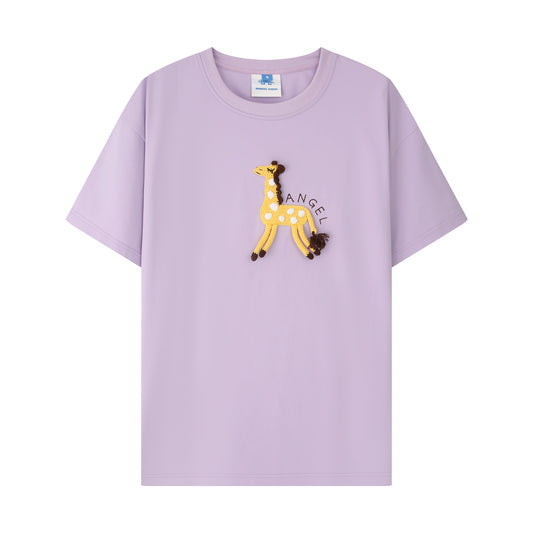长颈鹿钩编 T 恤 紫丁香色