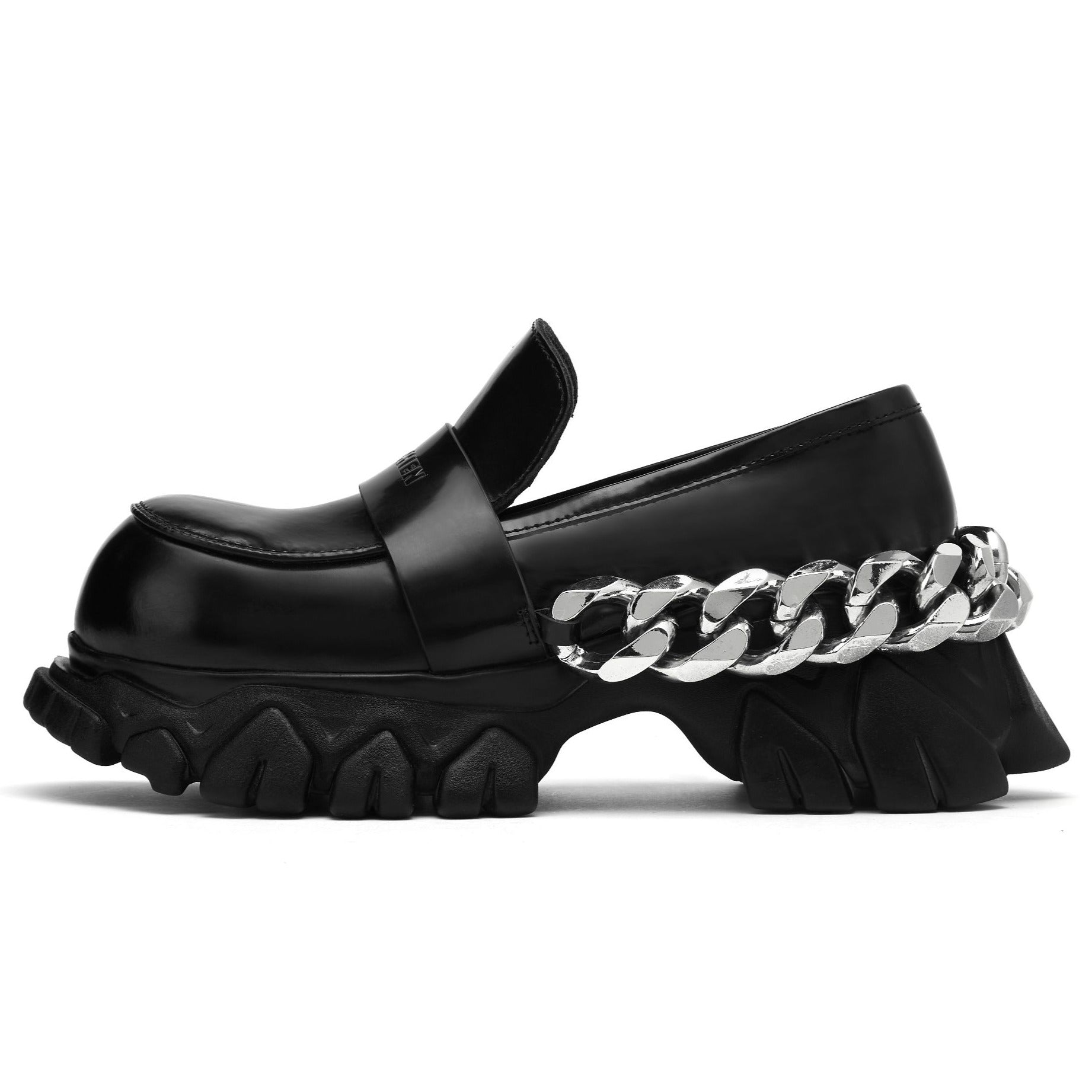 ANGEL CHEN METAL CHAIN ROUND-HEAD LOAFER DRAGON TEETH SHOES