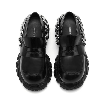 ANGEL CHEN METAL CHAIN ROUND-HEAD LOAFER DRAGON TEETH SHOES