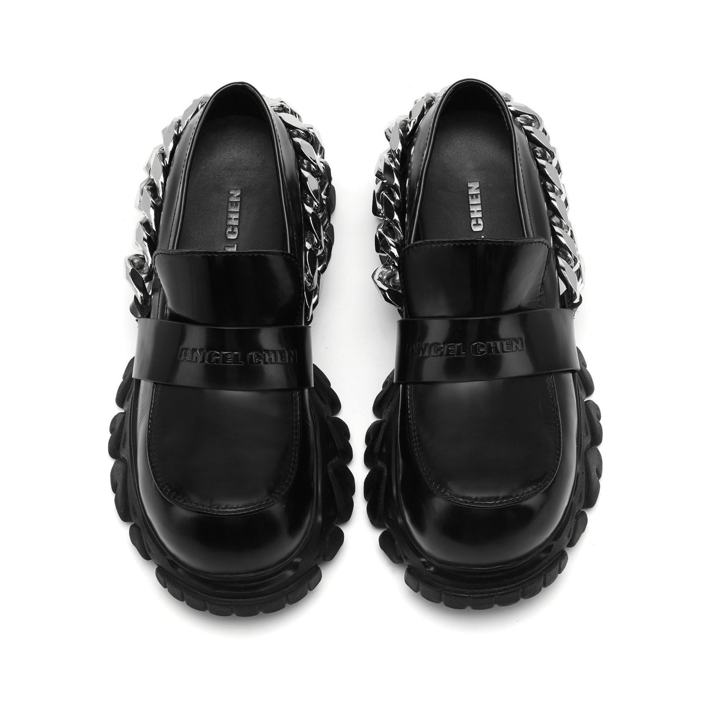 METAL CHAIN ROUND-HEAD LOAFER DRAGON TEETH SHOES – ANGEL CHEN