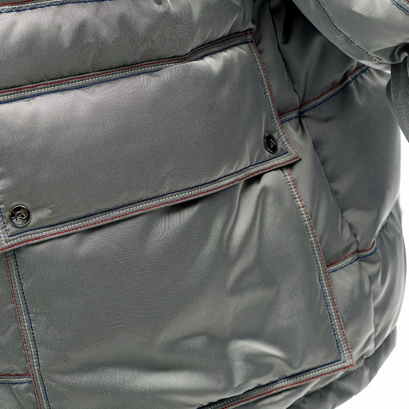 angel chen metallic puff down jacket pocket detail
