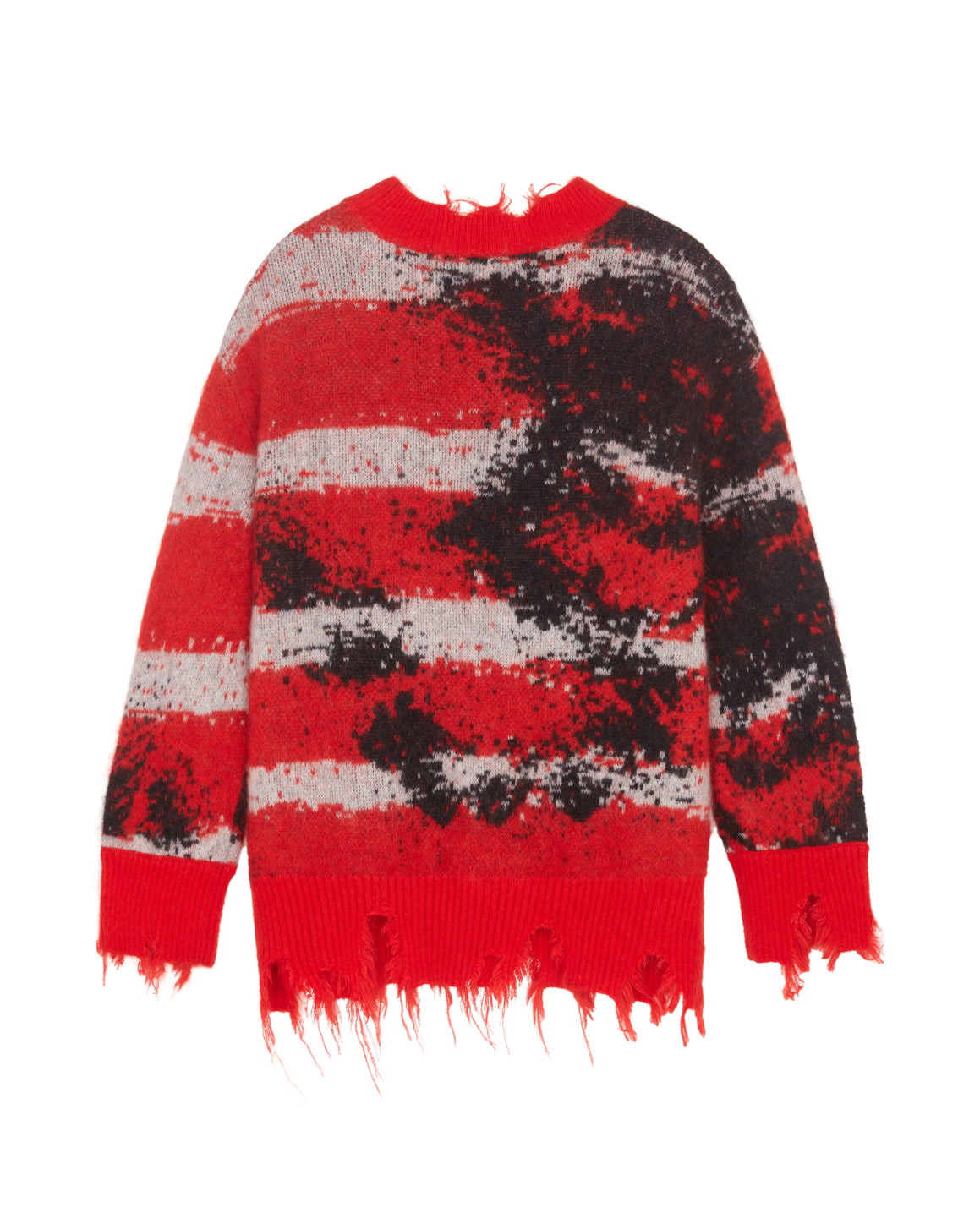 RED MOHAIR STRIPE SWEATER